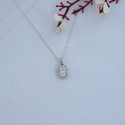 Radiant Lab Diamond Halo Pendant