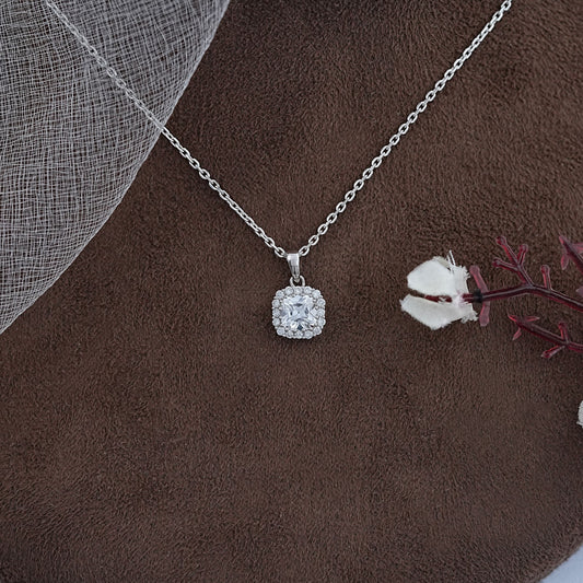 Asscher Cut Lab Diamond Halo Pendant