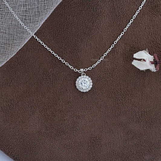 Old European Round Lab Diamond Halo Pendant