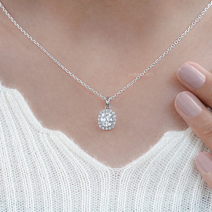 Old Mine Cushion Cut Halo Pendant