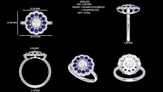 Round Cut Gemstone Lab Diamond Ring