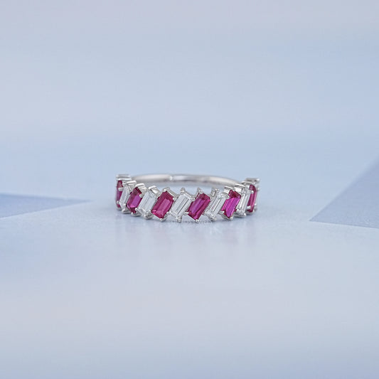 Ruby Gemstone Baguette Cut Engagement Ring