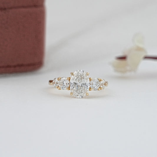 Oval & Round Lab Diamond Five Stone Engagement Ring