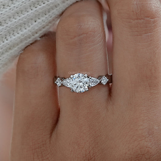 Round Lab Diamond Five Stone Engagement Ring