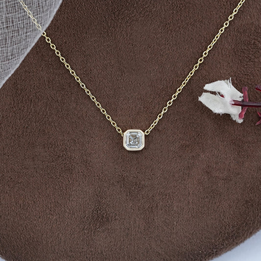 Asscher Cut Lab Diamond Bezel Set Pendant