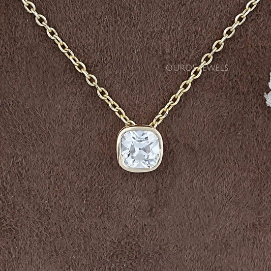 Square Old Mine Cushion Bezel Set Pendant