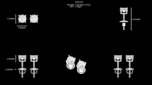 5.00 MM Round Lab Diamond Stud