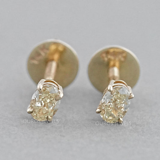 Yellow Oval Lab Grown Diamond Stud Earrings