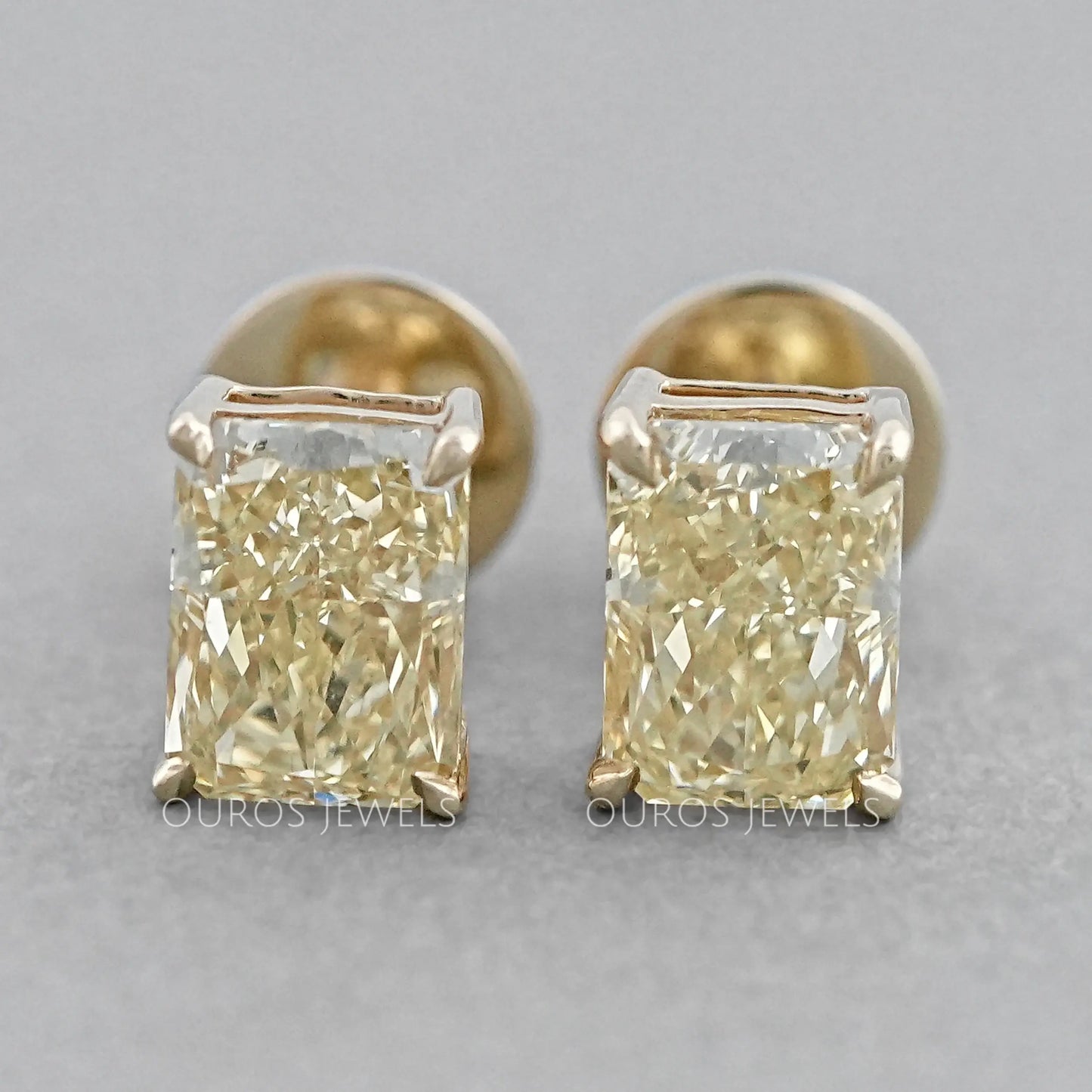 Yellow Radiant Diamond Stud