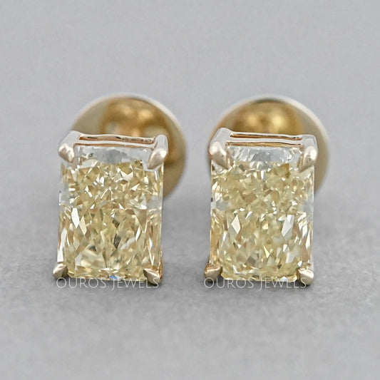 Yellow Radiant Diamond Stud