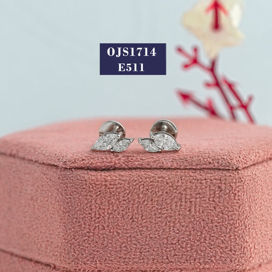 Two Stone Marquise Cut Diamond Stud Earrings