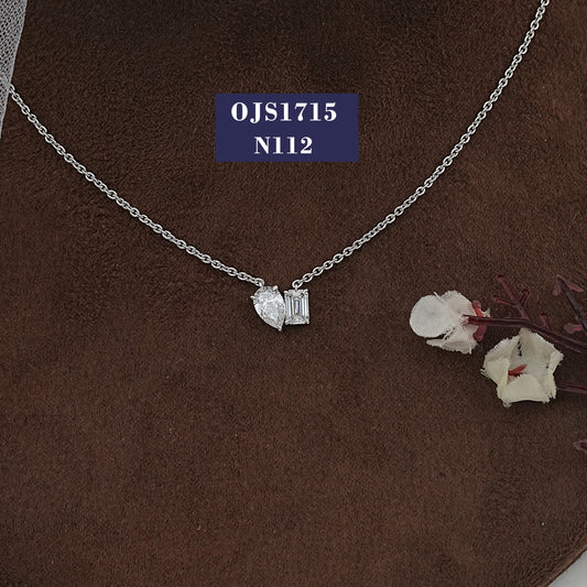 Pear & Emerald Cut Lab Diamond Two Stone Necklace