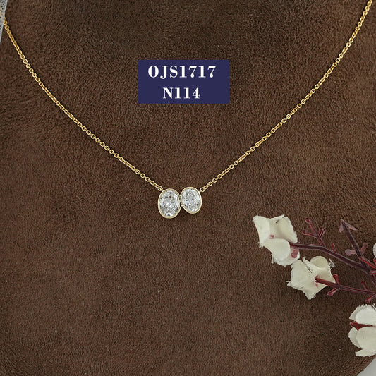 Oval Cut Diamond Toi Et Moi Bezel Set Necklace
