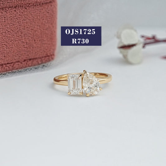 Toi Et Moi Emerald & Pear Cut Diamond Ring