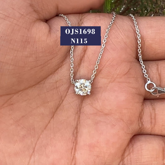 Round Lab Diamond Solitaire Necklace