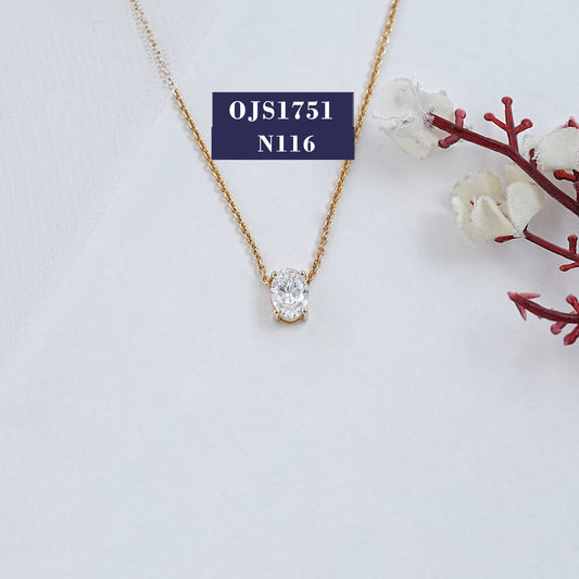 Oval Cut Lab Diamond Solitaire Necklace