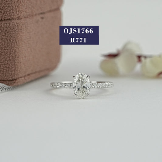 Oval Cut Lab Diamond Accent Solitaire Ring
