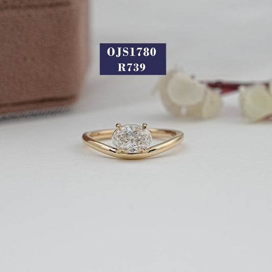 Oval Cut Diamond Solitaire Curved Ring
