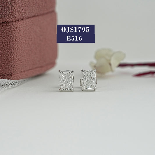 Radiant Cut Lab Diamond Solitaire Studs