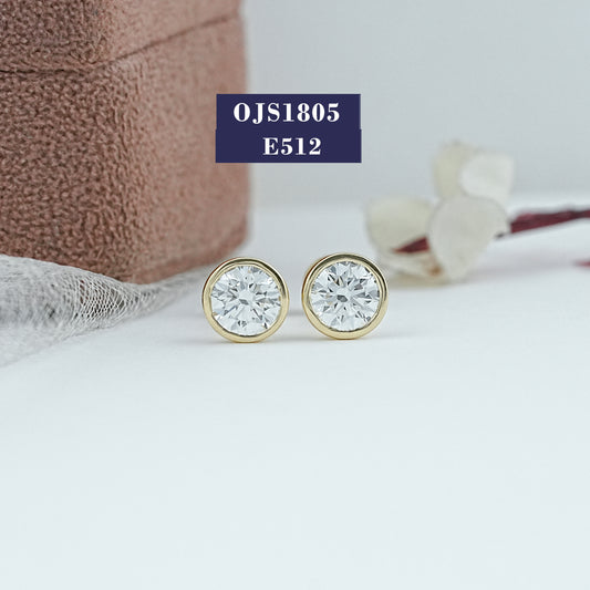 Round Diamond Bezel Set Solitaire Studs