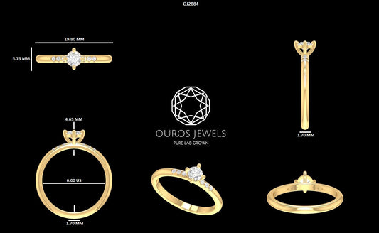 OEC Round Cut Accent Diamond Ring