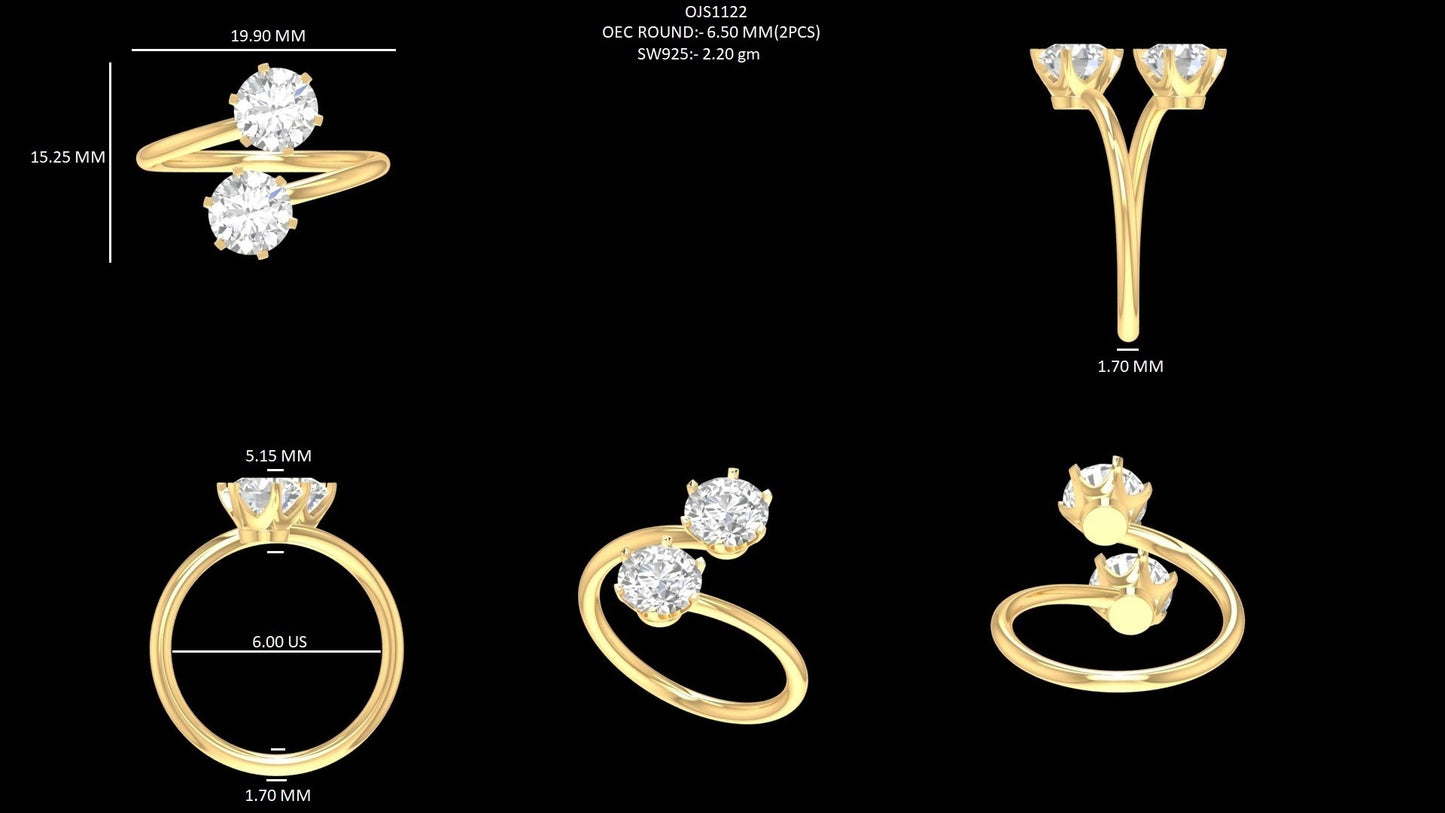 OEC Round Cut Lab Diamond Bypass Ring