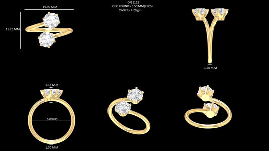 OEC Round Cut Lab Diamond Bypass Ring