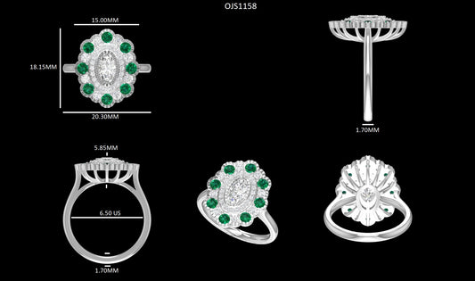 Old Mine Oval Double Halo Lab Diamond Engagement Ring