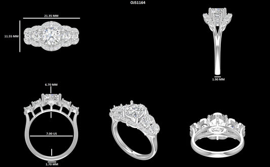 Old Mine Cushion Lab Diamond Five Stone Ring