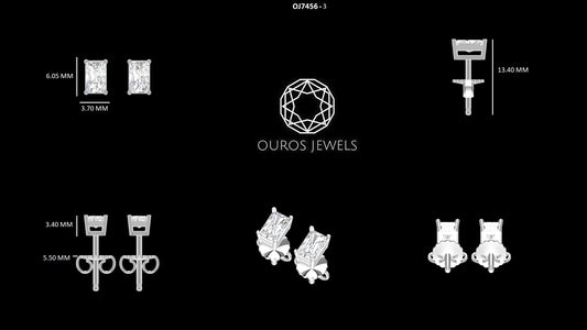 Radiant Cut Lab Diamond Stud Earring