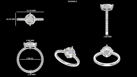 Rose Cut Round Hidden Halo Accent Ring
