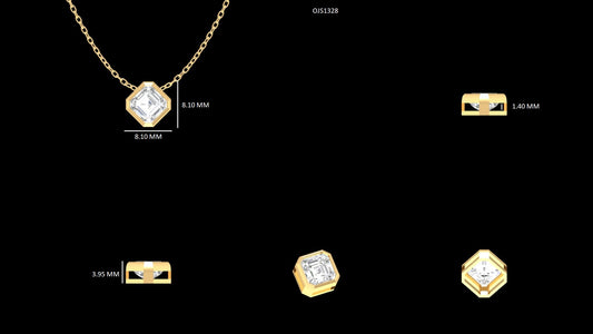 Asscher Cut Lab Diamond Bezel Set Pendant