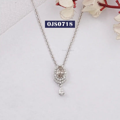 Olive Oval Cut Lab Diamond Bail With Pendant