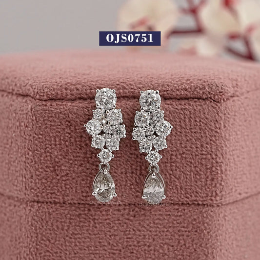 Olive Pear Cut Lab Diamond Drop Dangle Earring