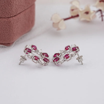 Red Ruby And Diamond Earrings