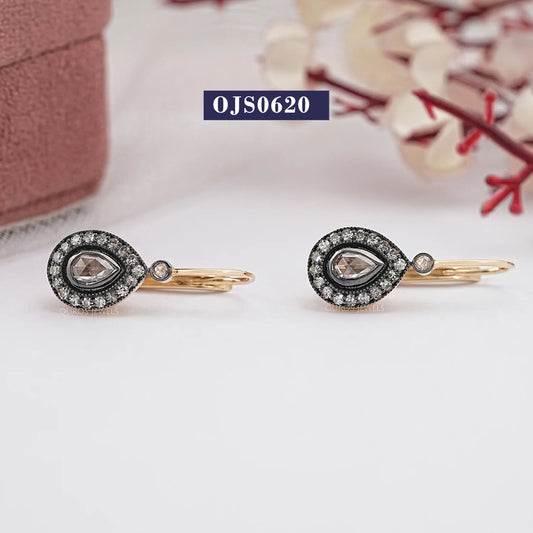 Pear Cut Halo Lab Diamond Dangle Earring