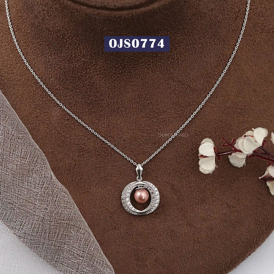 Pearl Round Cut Lab Diamond Pendant