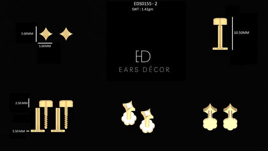 Plain Solid Gold Dainty Stud Earrings