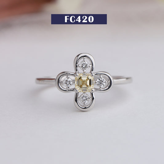 Asscher Cut Lab Diamond Flower Ring