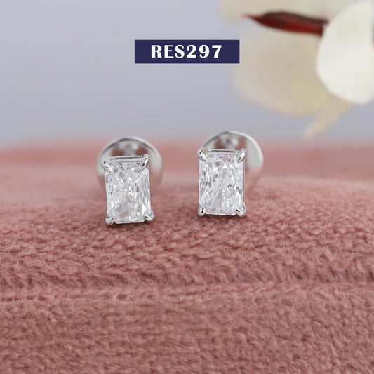Radiant  Cut  Lab Diamond Stud