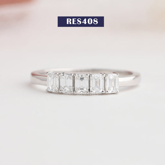 Five  Stone  Emerald  Cut  Diamond  Ring