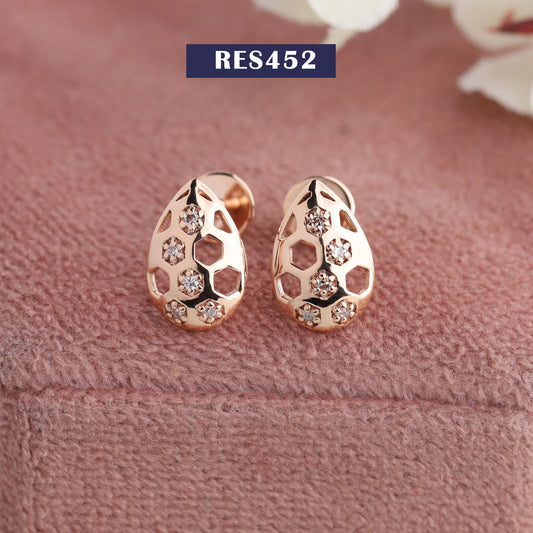 Rose Gold  Pear Shape  Lab Diamond  Stud