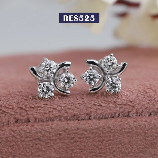 Twisted Round  Cut  Stud  Earrings