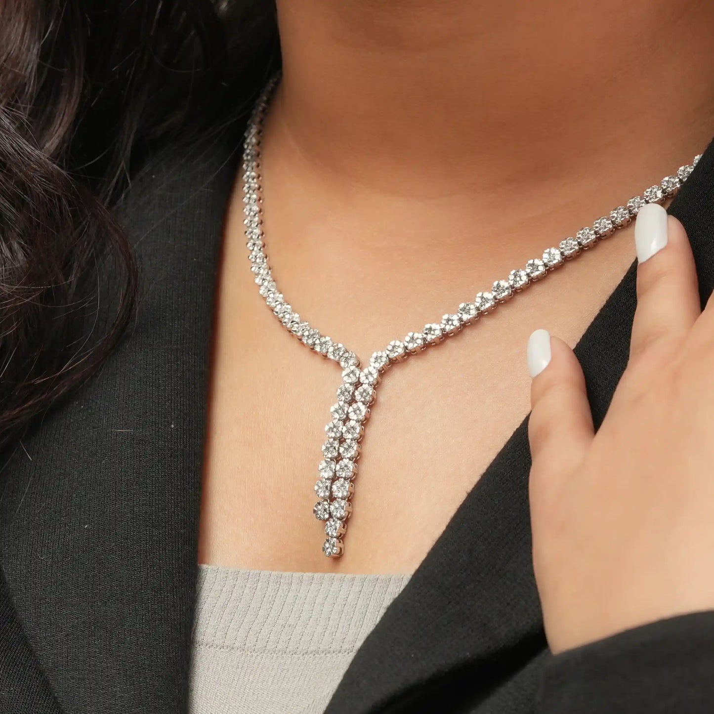 Round  Cut Lab Grown  Diamond  Party Wear Necklace