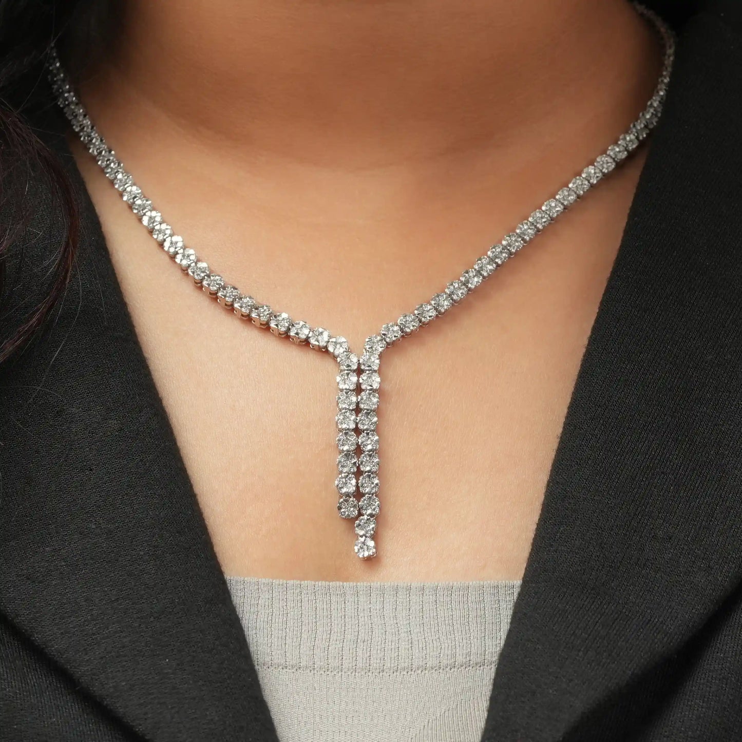Round  Cut Lab Grown  Diamond  Party Wear Necklace