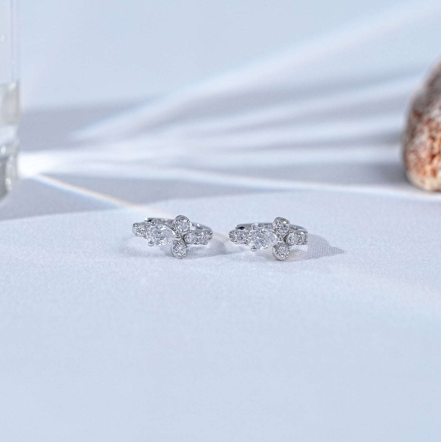 Round And Pear Lab Diamond Hoop Earrings