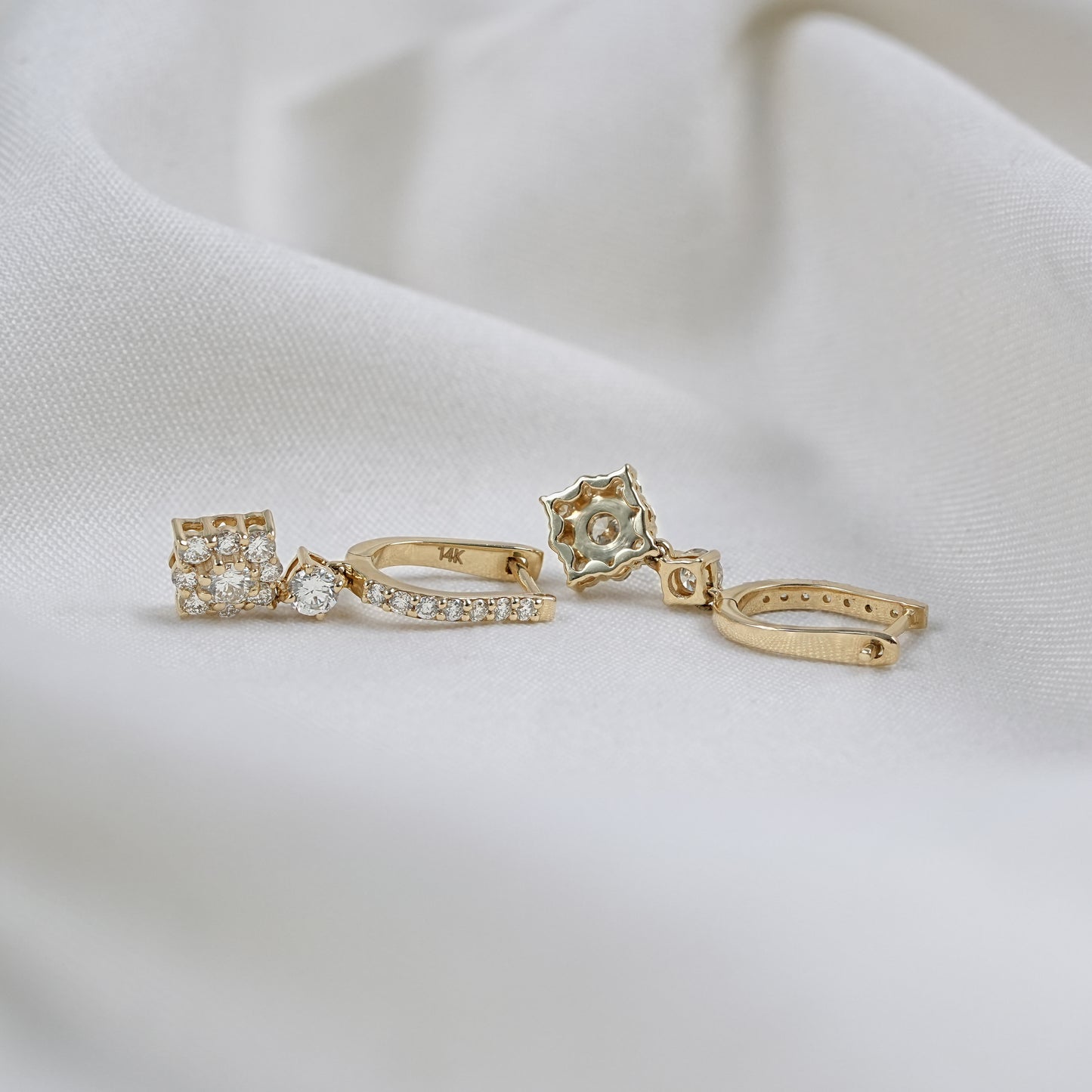 Round Cut Lab Diamond Dangle Earrings