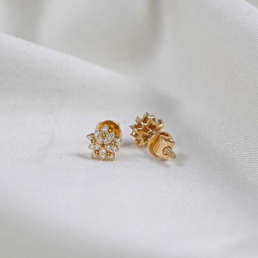 Round Cut Lab Diamond Flower Style Stud Earrings