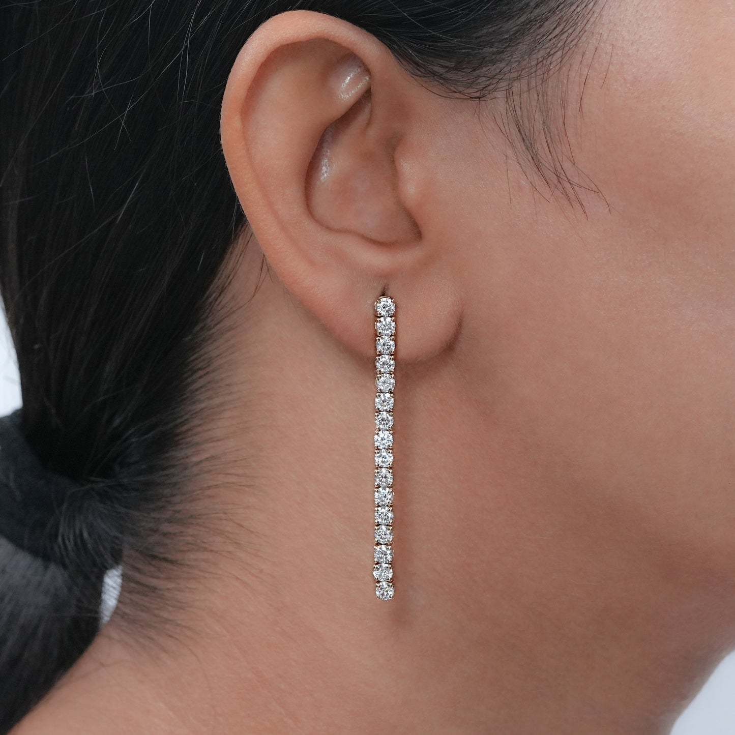 Round Cut Lab Diamond Long Drop Earrings
