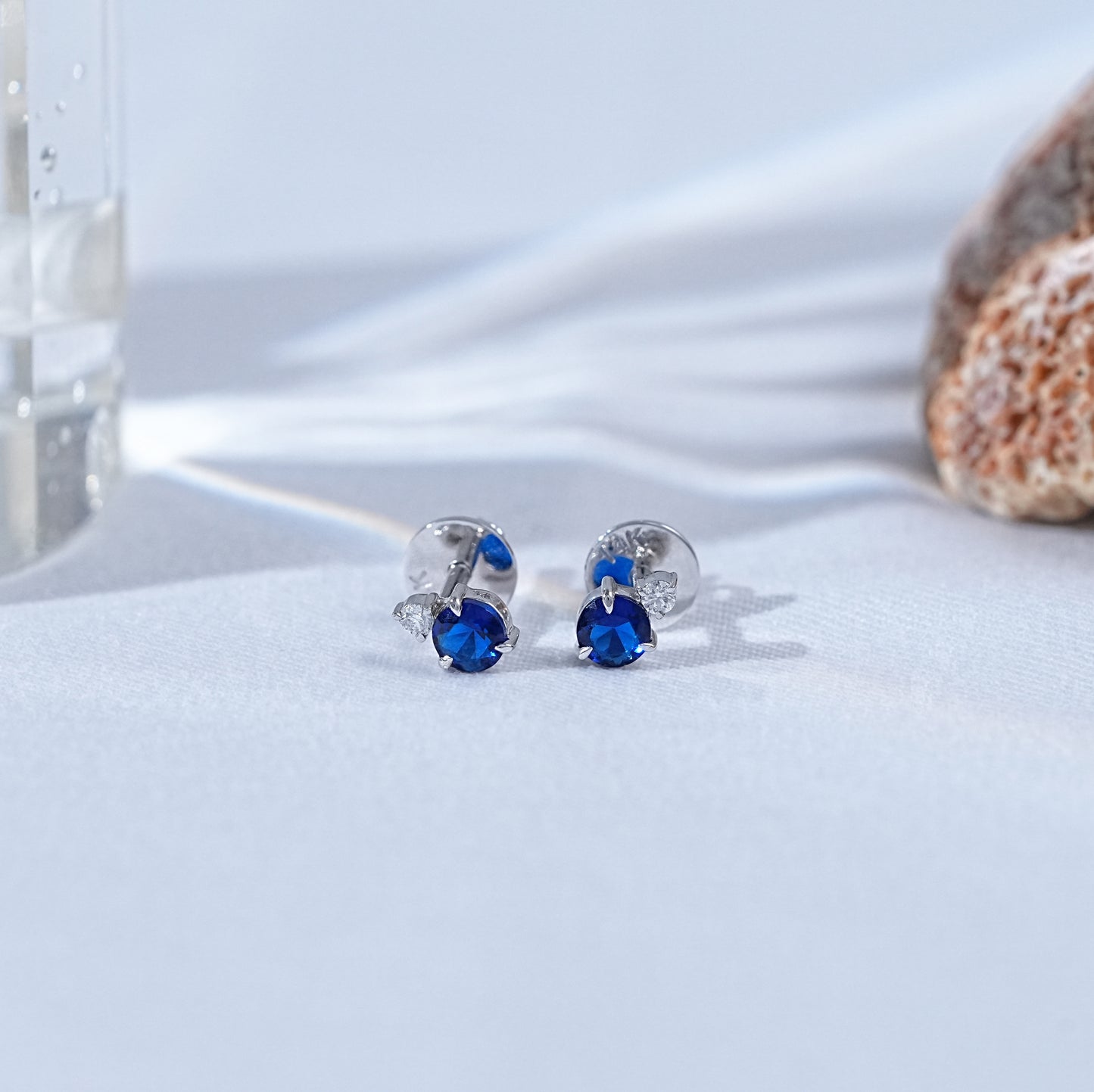 Round Gemstone Screw Back Stud Earrings